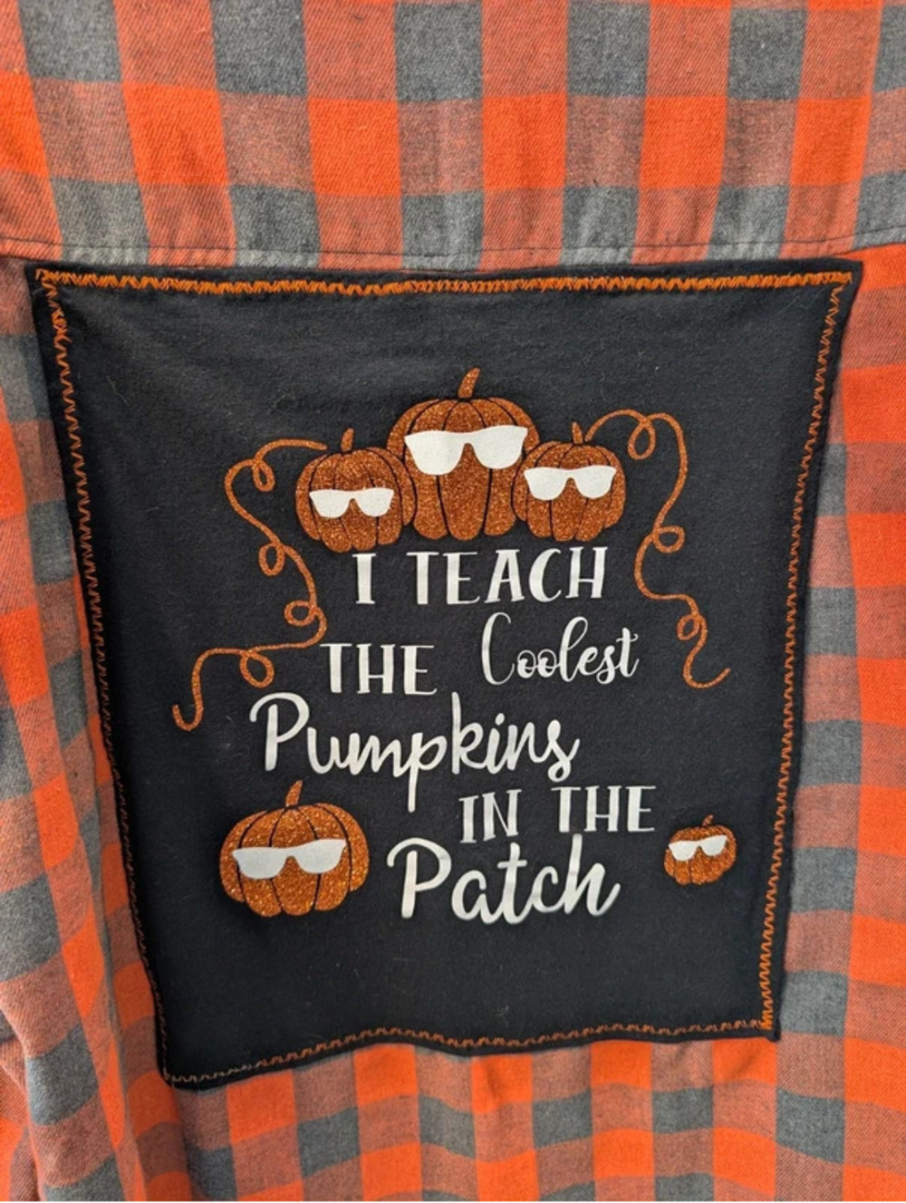 Teacher Cutest Pumpkins in the Patch Flannel Shirt Upcycled